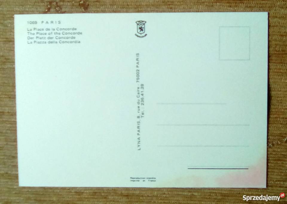 PARYŻ FONTANNA NA PLACU ZGODY Pocztówki i karty telefoniczne lubelskie Piszczac