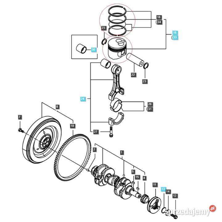 Tłok 80 mm Yanmar 3TNV80F 025 pierścienie Silnik i osprzęt sprzedam