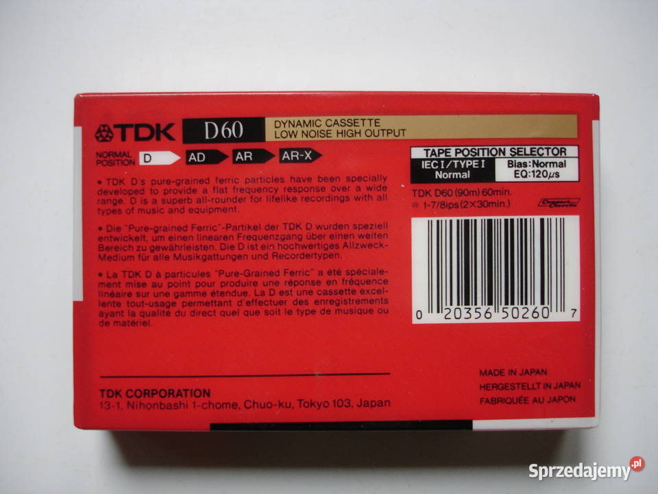 Kaseta magnetofonowa TDK D60 nowa lubuskie Zielona Góra sprzedam