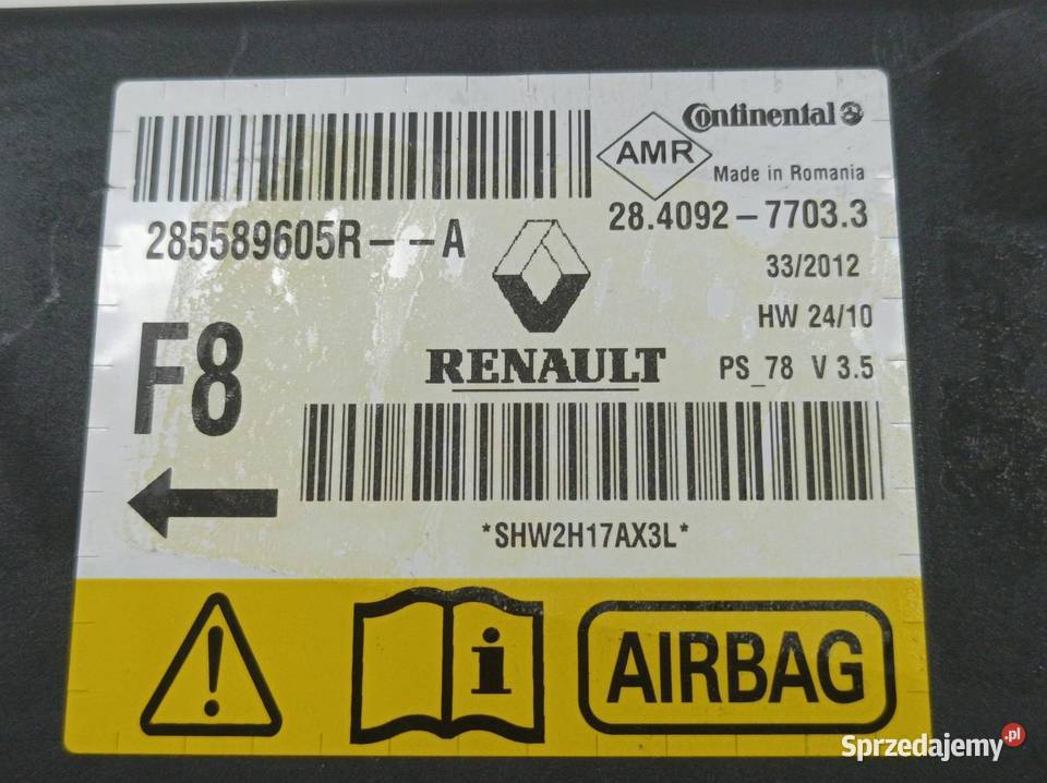 SENSOR AIRBAG 285589605R Renault Scenic III 2009 świętokrzyskie