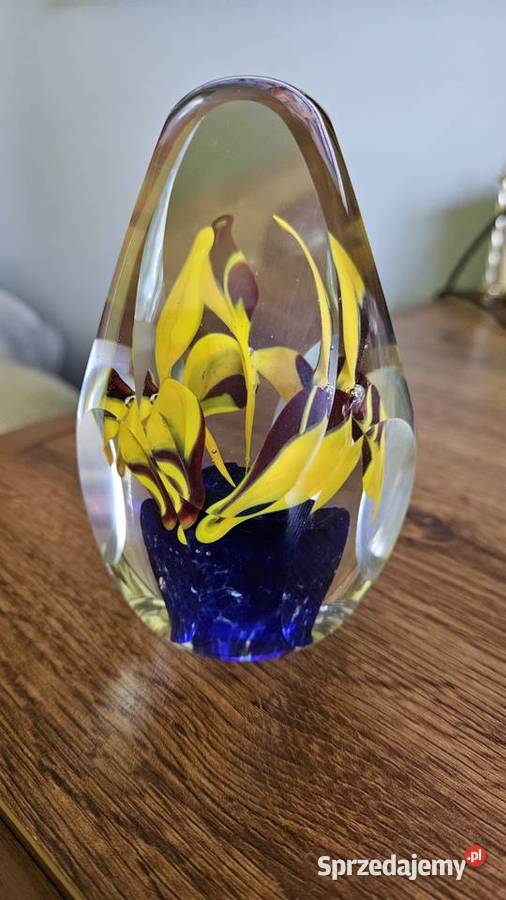 Kula Przycisk Szklany 9 x Szlif 3 Kwiaty Krosno