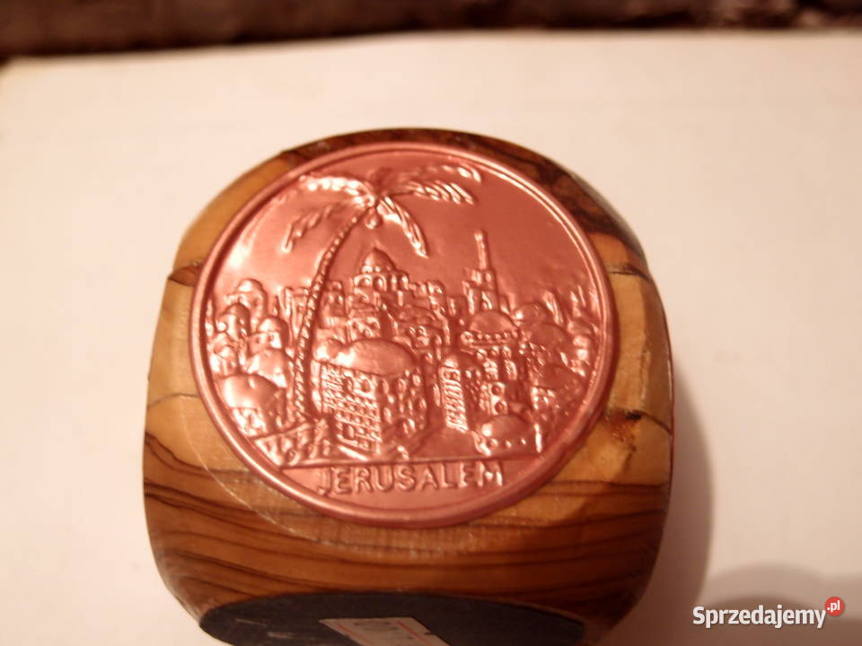 Pamiątka drewniana kostka Jarusalem Ziemia Łódź