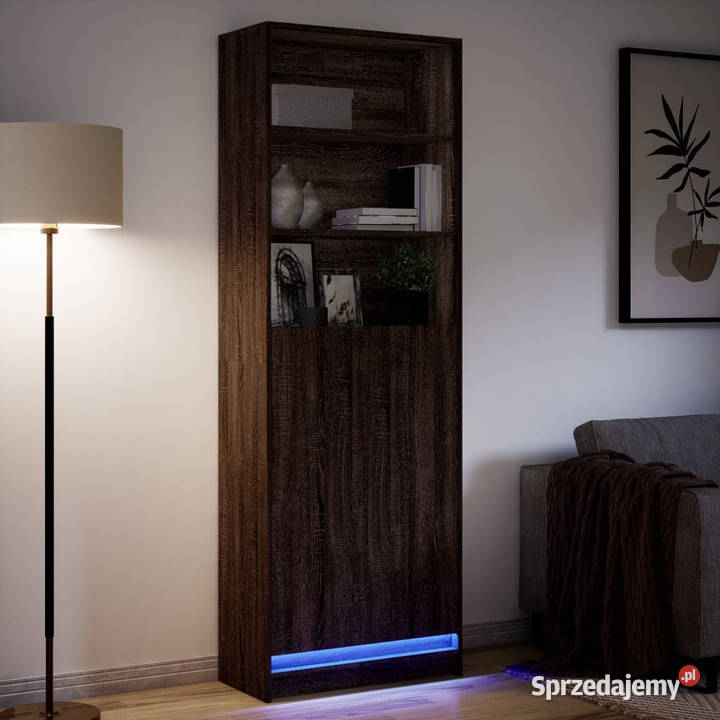 Wysoka szafka z LED brązowy dąb 69x325x200 Warszawa