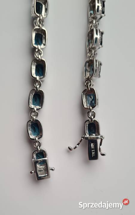 Srebrna bransoletka z Topazem London Blue i Otwock
