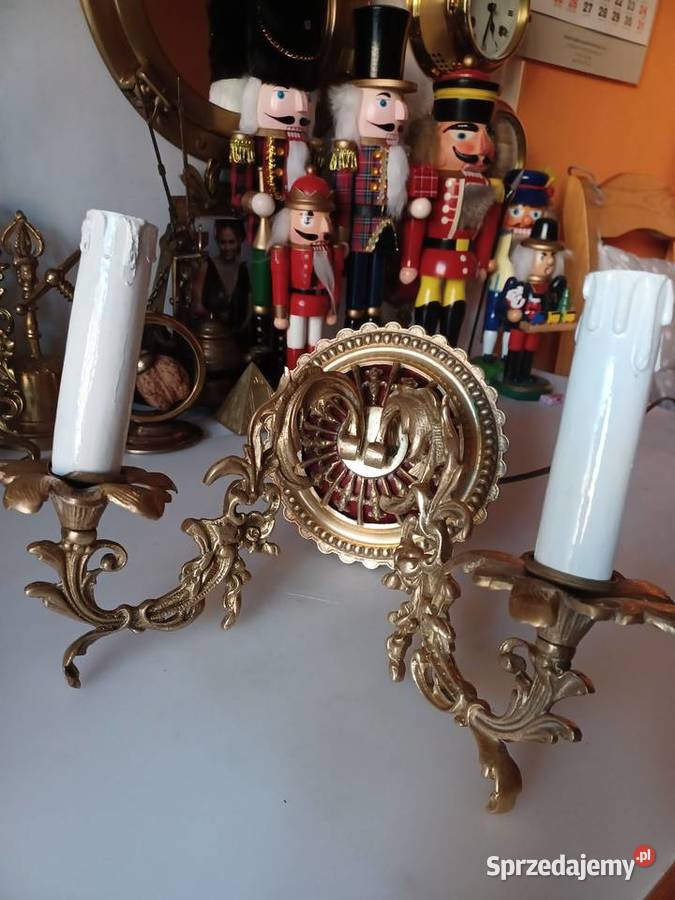 Piękny masywny kinkiet mosiężny Poznań