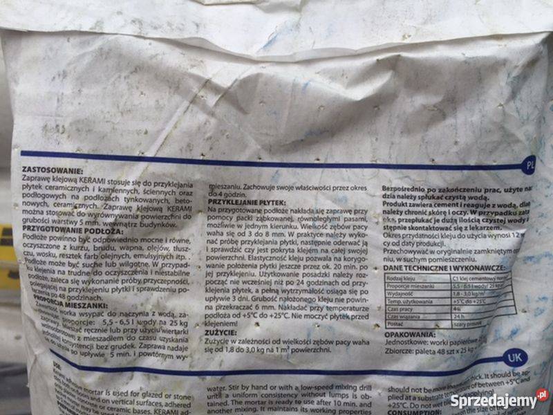 NAJTAŃSZY klej do płytek 25 zaprawa klejowa Materiały budowlane Łask sprzedam