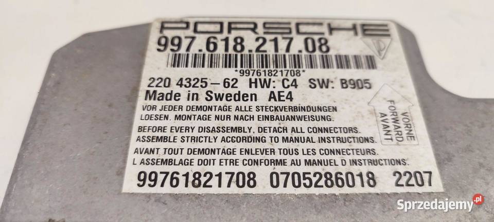PORSCHE CAYMAN S 987 MODUŁ SENSOR AIRBAG