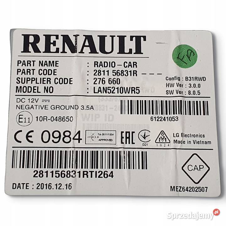 RADIO CD RADIOODTWARZACZ NAWIGACJA NAVI Renault Chełm