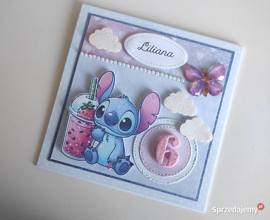 Kartka ręcznie robiona na urodziny Stich 2 Łódź