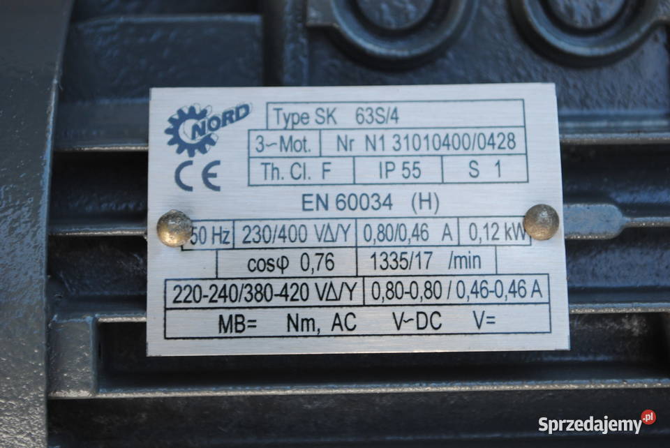 Motoreduktor kątowy 012kw 17obrmin Firmy NORD Kargowa