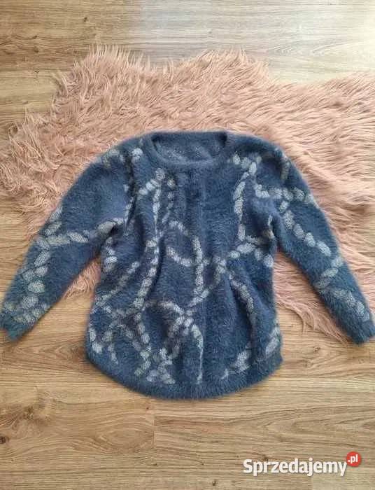 Piękny ciepły zimowy niebieski sweter 38 Wkładane przez głowę  Kraków