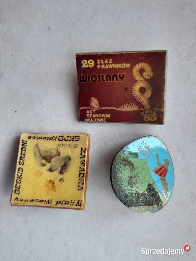 Stare przypinki PRL zestaw 6 sztuk retro vintage śląskie Dąbrowa Górnicza