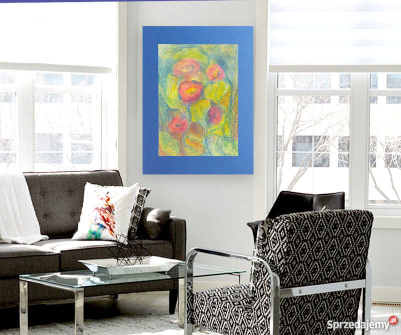 kwiaty rysunek do pokoju kolorowy obrazek z łąką Katowice