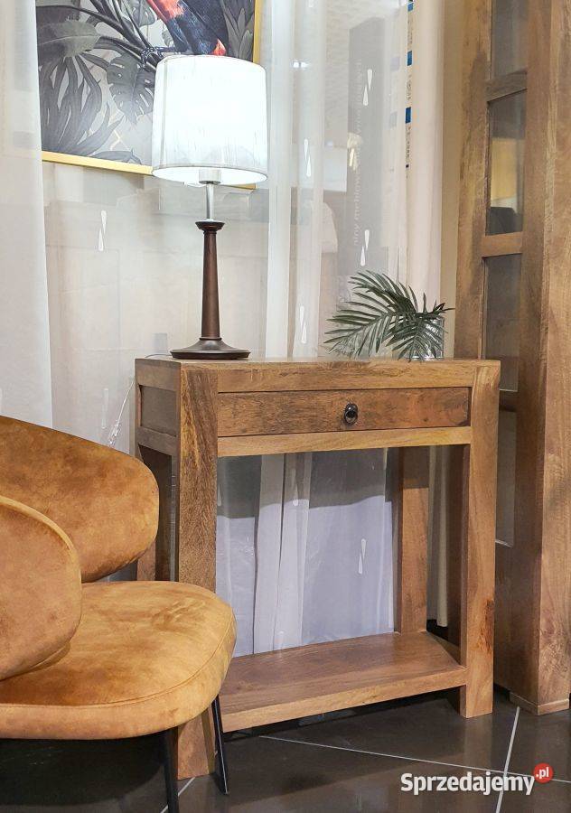 Wąska konsola drewniana z szufladą i półka 80cm Lublin sprzedam