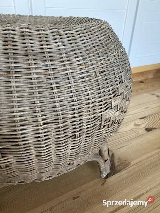 Rattanowy stołek lata 80 Vintage Poznań