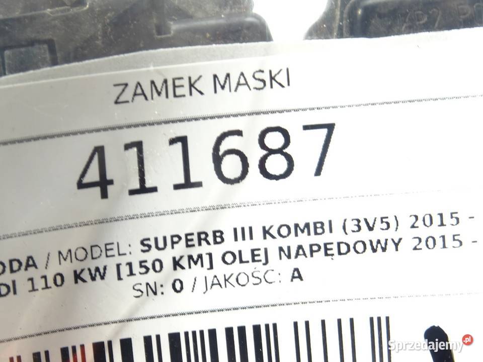 ZAMEK MASKI SKODA SUPERB III Kombi 3V0823509B
