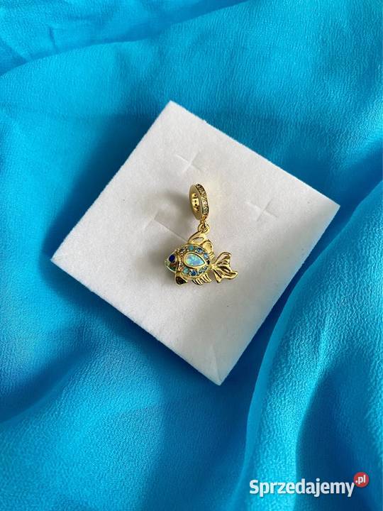 nowa pozłacana zawieszka charms beads srebro 925 pomorskie