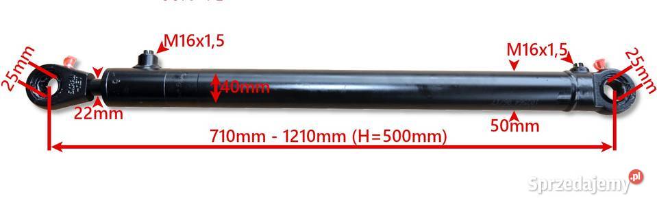 Siłownik Hydrauliczny 40x22 Skok 500 Mocowania Solec Kujawski