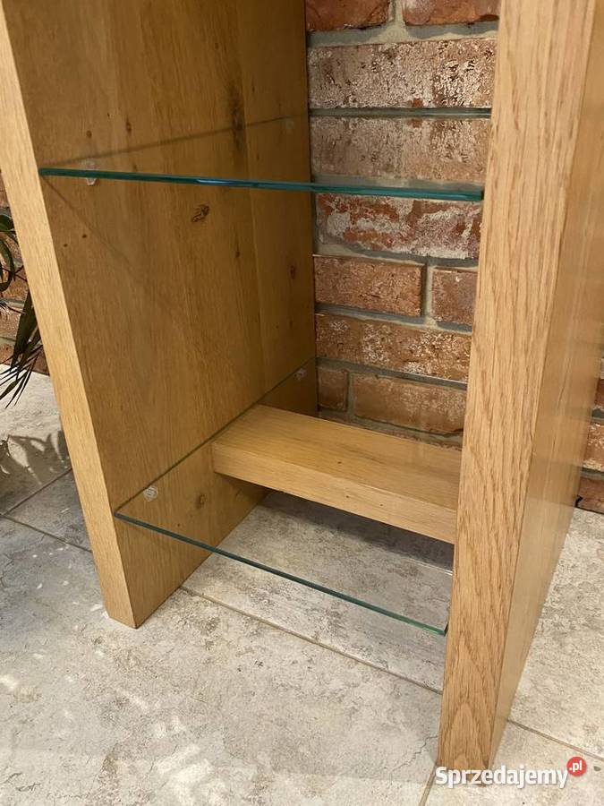 Witryna otwarta słupek vintage drewno dębowe