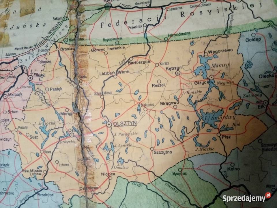 Mapa Polski z 1952r PRL Eugeniusz Romer 1800 000 Dąbrowa Górnicza sprzedam