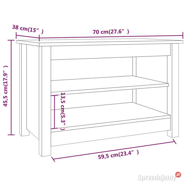 Szafka na buty miodowy brąz 70x38x455 drewno