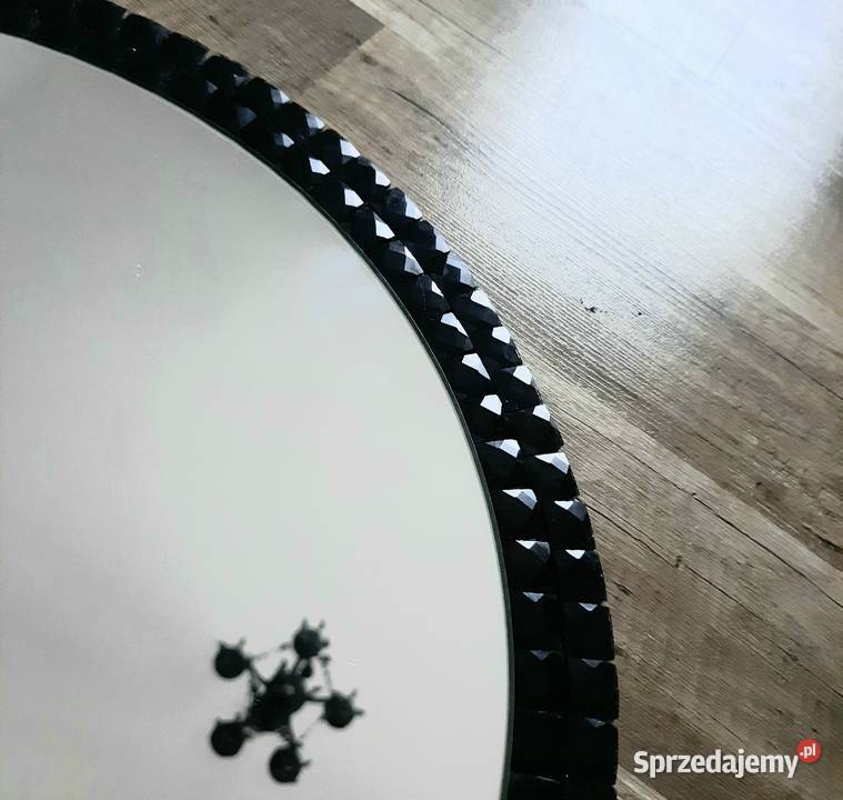 LUSTRO okrągłe glamour czarne kryształki