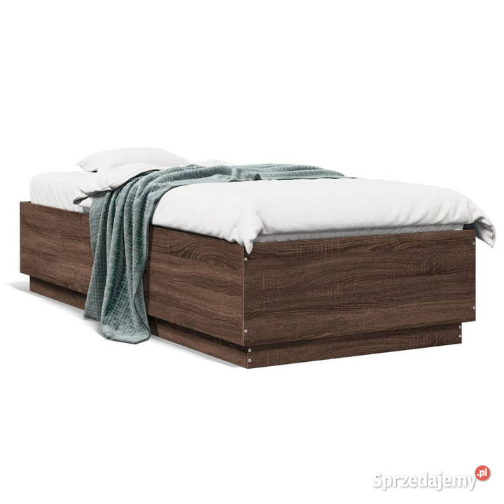 Rama łóżka z LED brązowy dąb 100x200 WM3209631 40cm Warszawa sprzedam