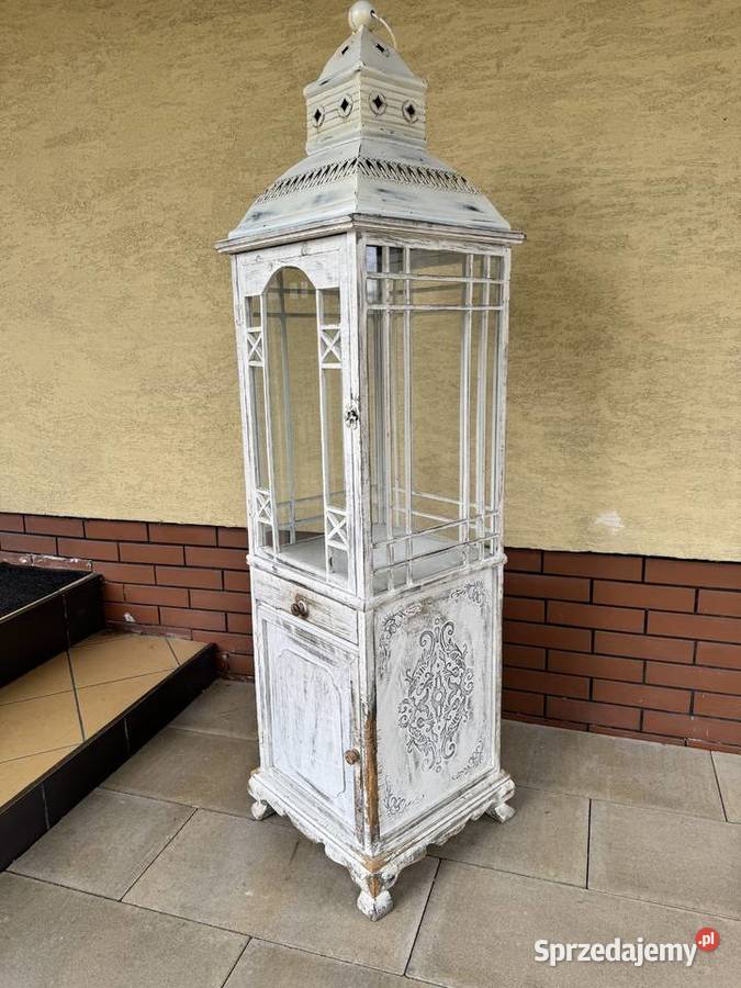 Lampion szafka schaby chic witrynka drewniana Sulbiny sprzedam