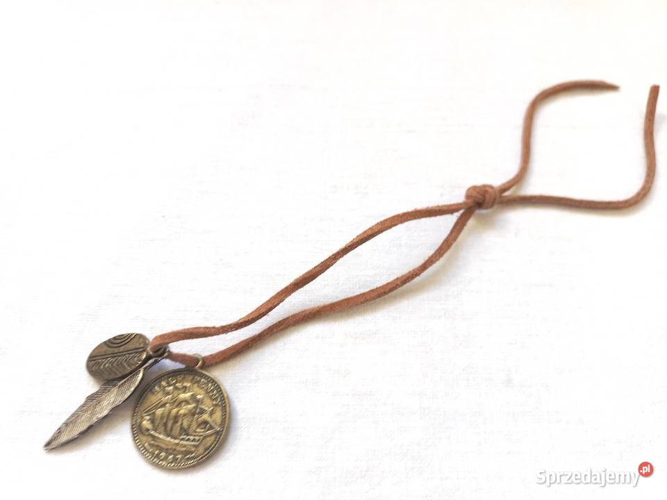 Naszyjnik męski Choker moneta pióro Bransoletka Uniseks podlaskie Białystok