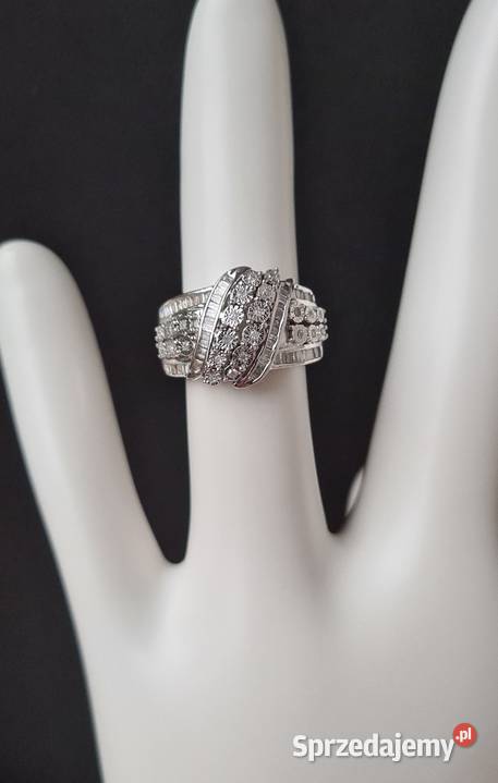 Pierścionek srebro rodowane 925 diamenty mazowieckie Otwock