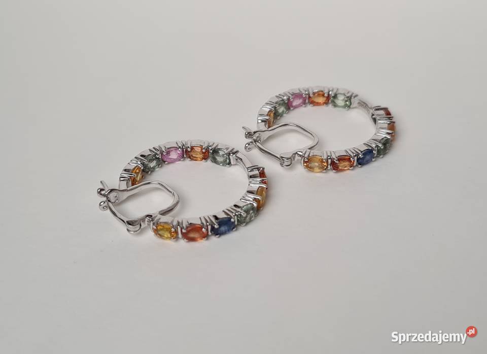 Srebrne kolczyki z szafirami korowymi mazowieckie Otwock