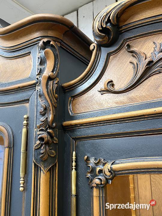 Duża BIBLIOTEKA witryna Louis XV Galbe Francja wielkopolskie Poznań