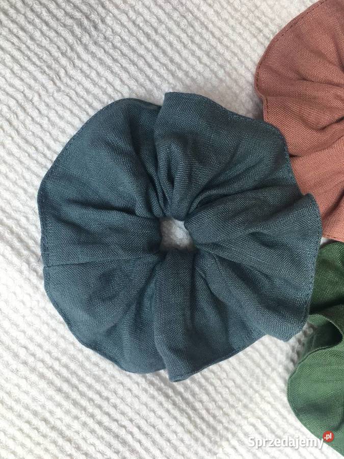 3 gumka do włosów scrunchie lniana ozdoba do Grodzisk Mazowiecki