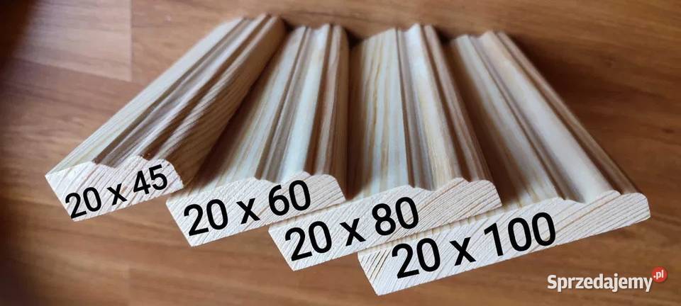 Listwa drewniana frezowana 20 x 45 z małym Narew