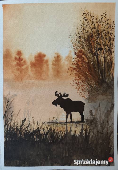 Akwarela Akwarelka Obraz pt Mglisty Majestat Łódź