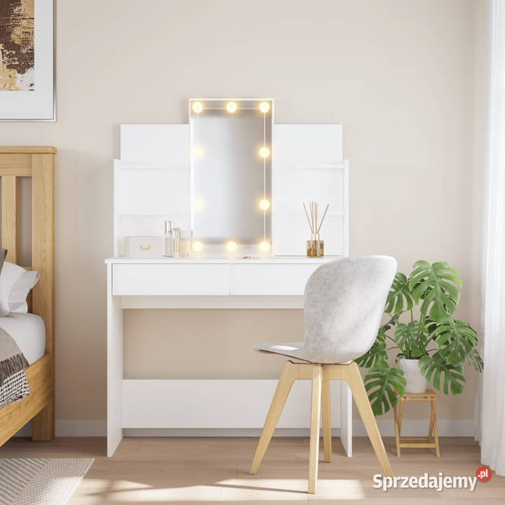 Toaletka z oświetleniem LED biała 96x40x142
