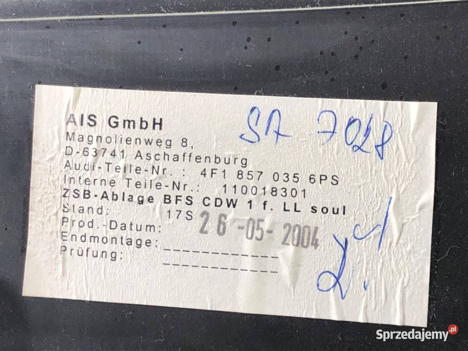 SCHOWEK PASAŻERA AUDI A6 C6 SedanLimuzyna 0411 podkarpackie