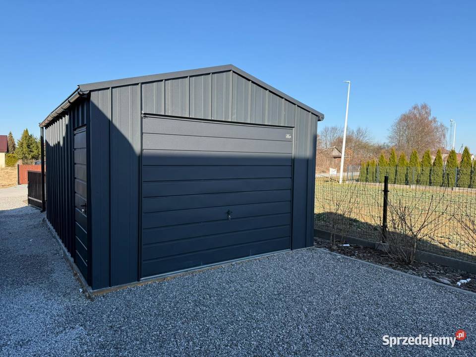 Garaż blaszany 4x5 m dwuspadowy grafit mat rąbek Rzeszów
