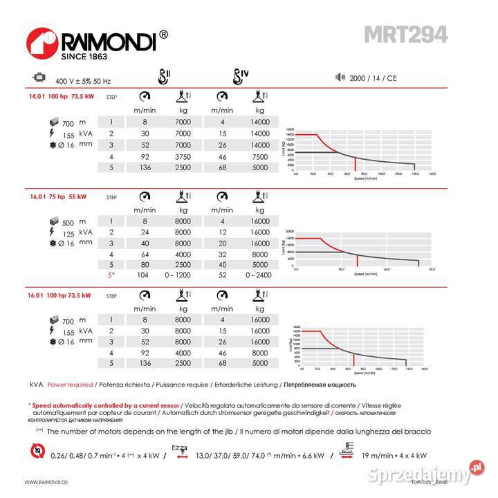 Żuraw dźwig Raimondi MRT 294 udźwig 14 ton Ligota Piękna sprzedam
