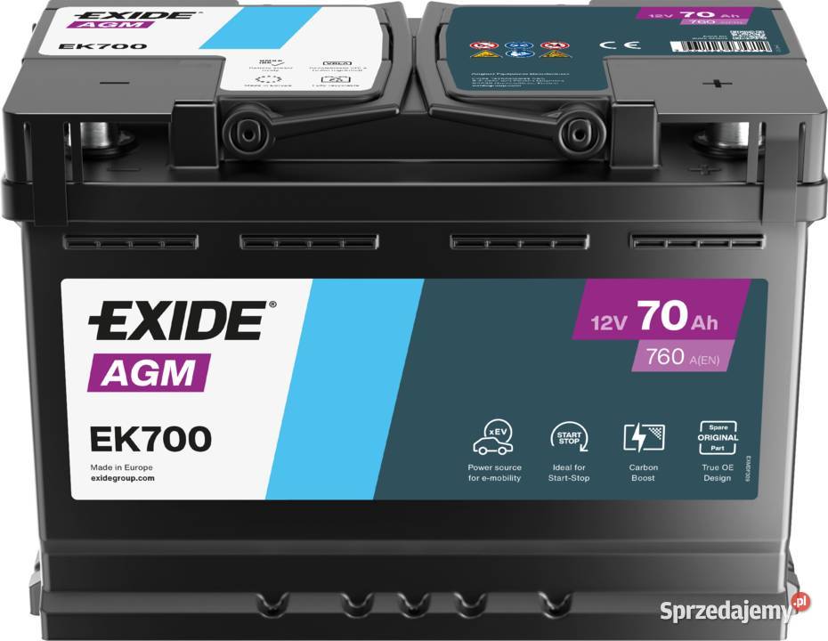 Akumulator 70Ah 760A EN EXIDE AGM STARTSTOP osobowe Warszawa