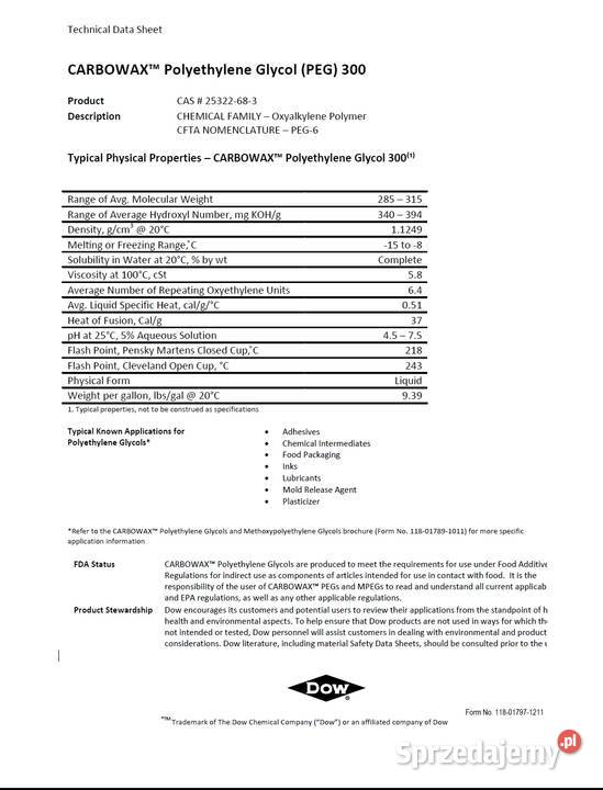 Poliglikol PEG300 PEG 6 Produkcja Otwock