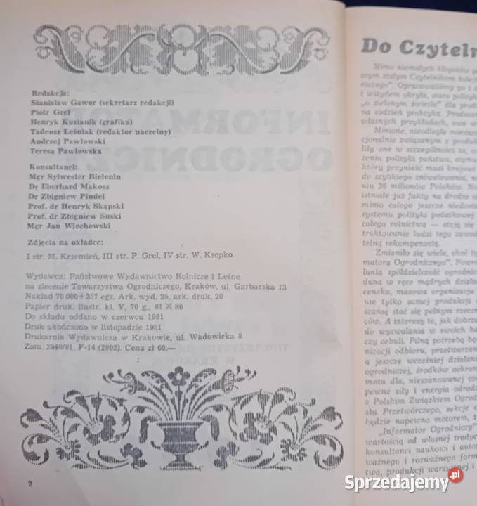 Informator ogrodniczy 1982 PWRiLTowarzystwo Koźminek