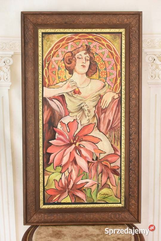 Alfons Mucha Dama Kameliowa Portret z Kwiatami Kraków