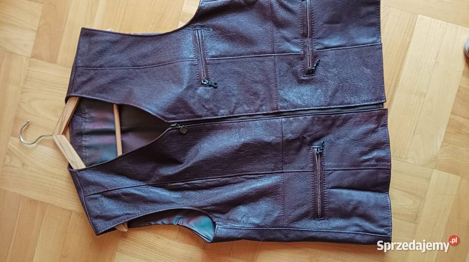 Kamizelka skórzana brązowy/beżowy