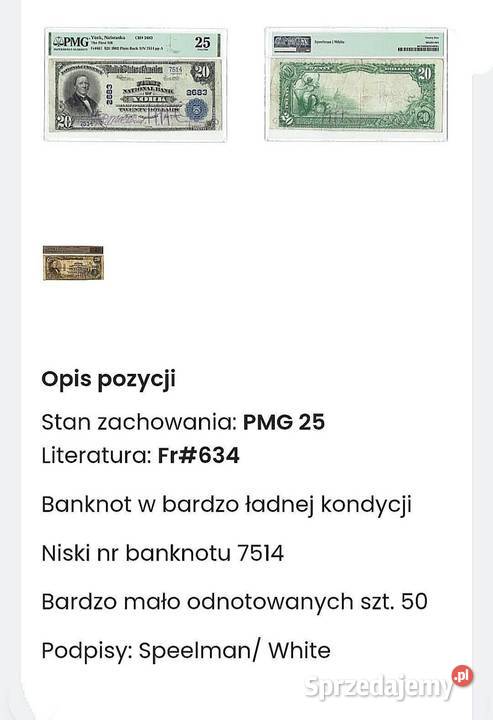 USA 20 Dolarów 1902 r York Nebraska PMG 24 ŻADKI warmińsko-mazurskie Węgorzewo