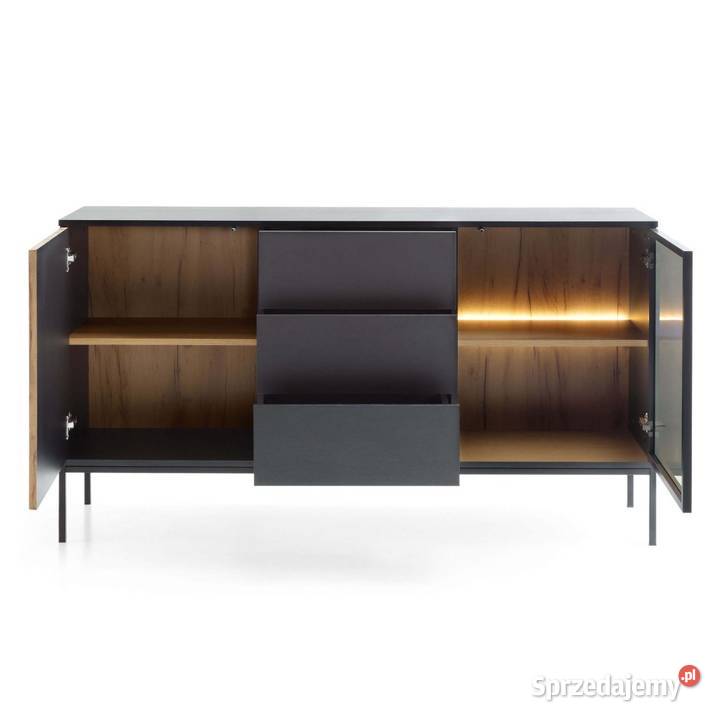 Komoda z lamelami SENTO KSZ154 dąb wotanczarny Komody dolnośląskie