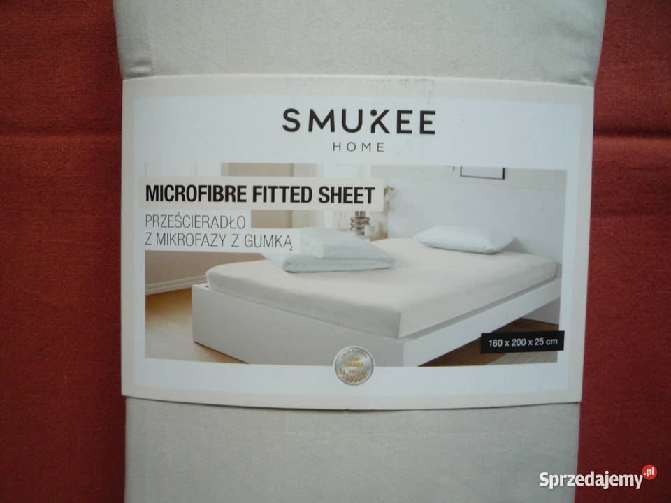 Smukee Beżowe Prześcieradło z gumką 160x200x25 beżowy zachodniopomorskie Szczecin