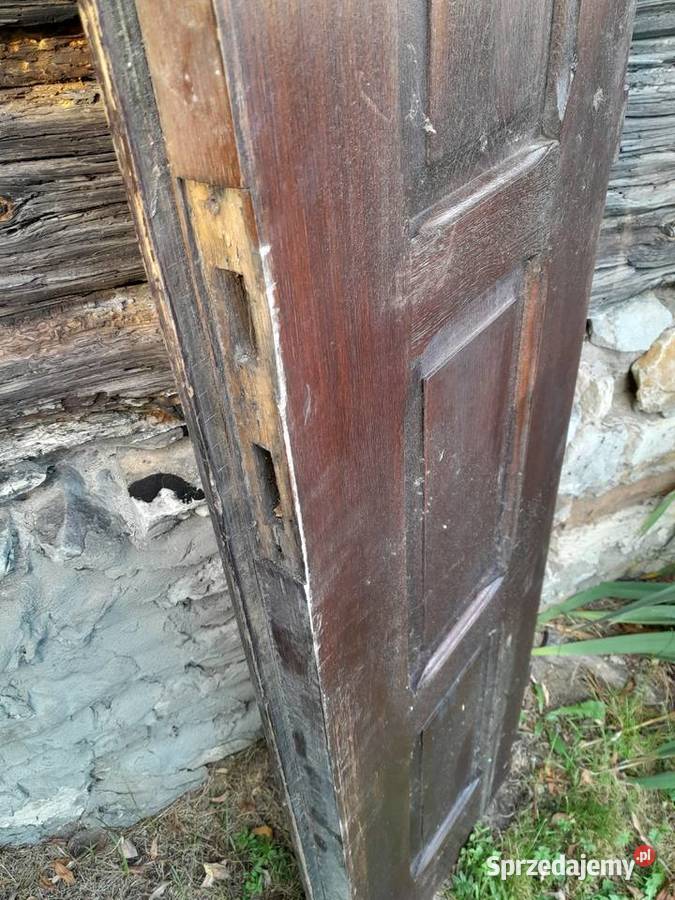 Stare drewniane solidne drzwi vintage retro śląskie Dąbrowa Górnicza