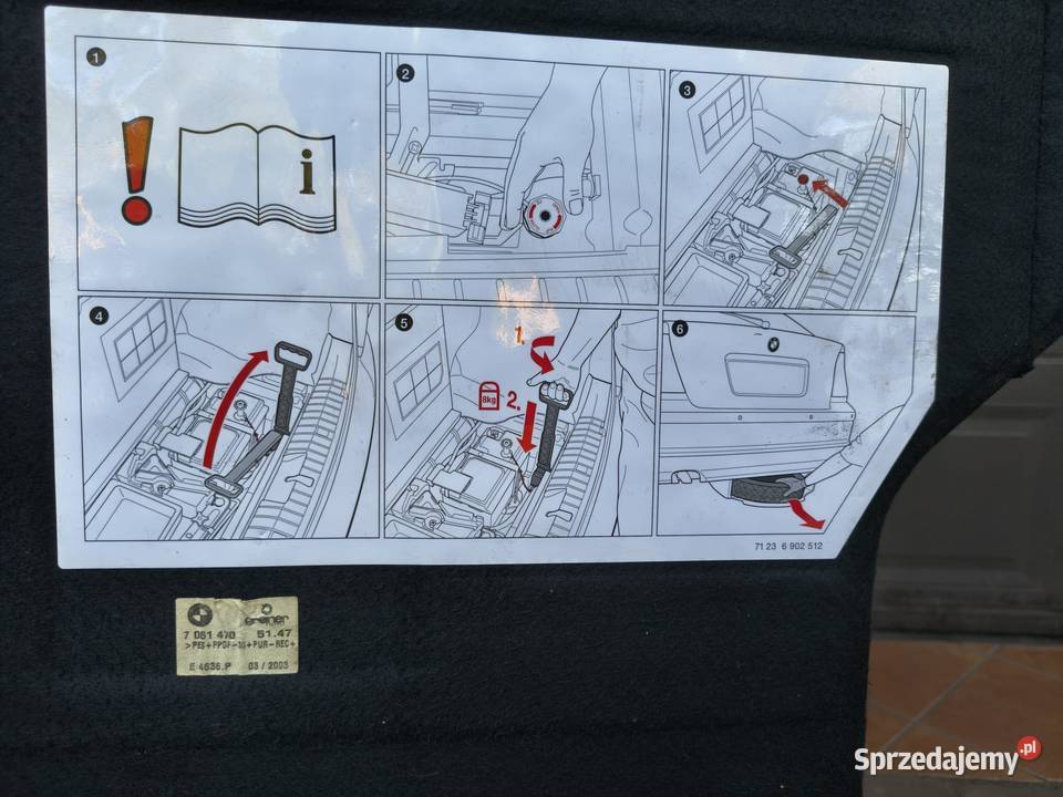 Podłoga wykładzina bagażnika do BMW E46 Compact Rok produkcji 2003