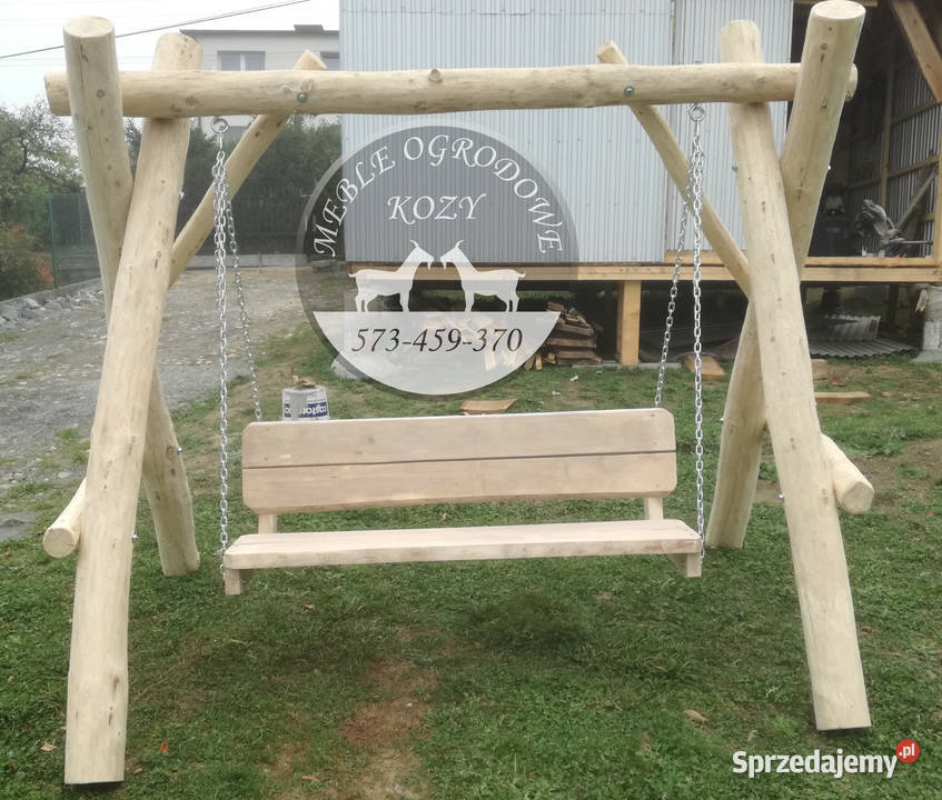 PROMOCJA Huśtawka drewniana z grubych bali plac beże i brązy